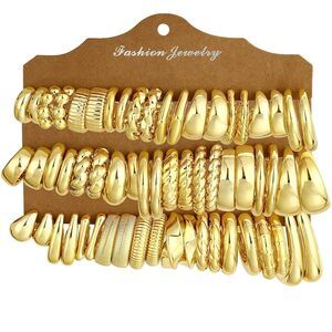 30 Pairs Chunky Gold Hoop Earrings for Women: 14K Gold Plated Lightweight